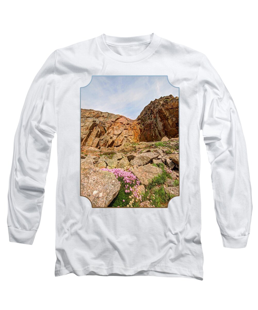 Coastal Scene Long Sleeve T-Shirt featuring the photograph Rocky Cove at La Corbiere by Gill Billington