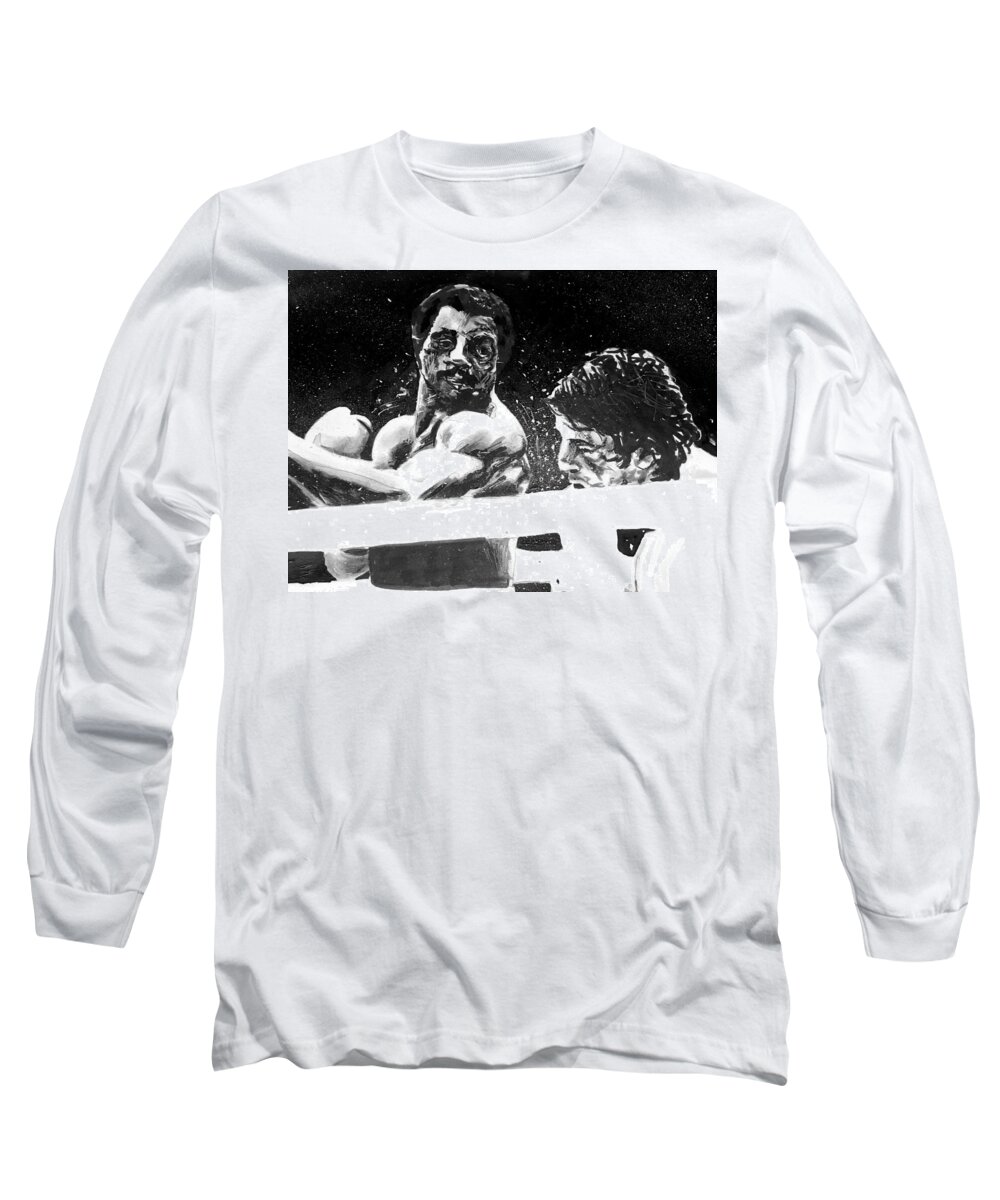 Negative Space Long Sleeve T-Shirt featuring the painting Rocky II by Joel Tesch
