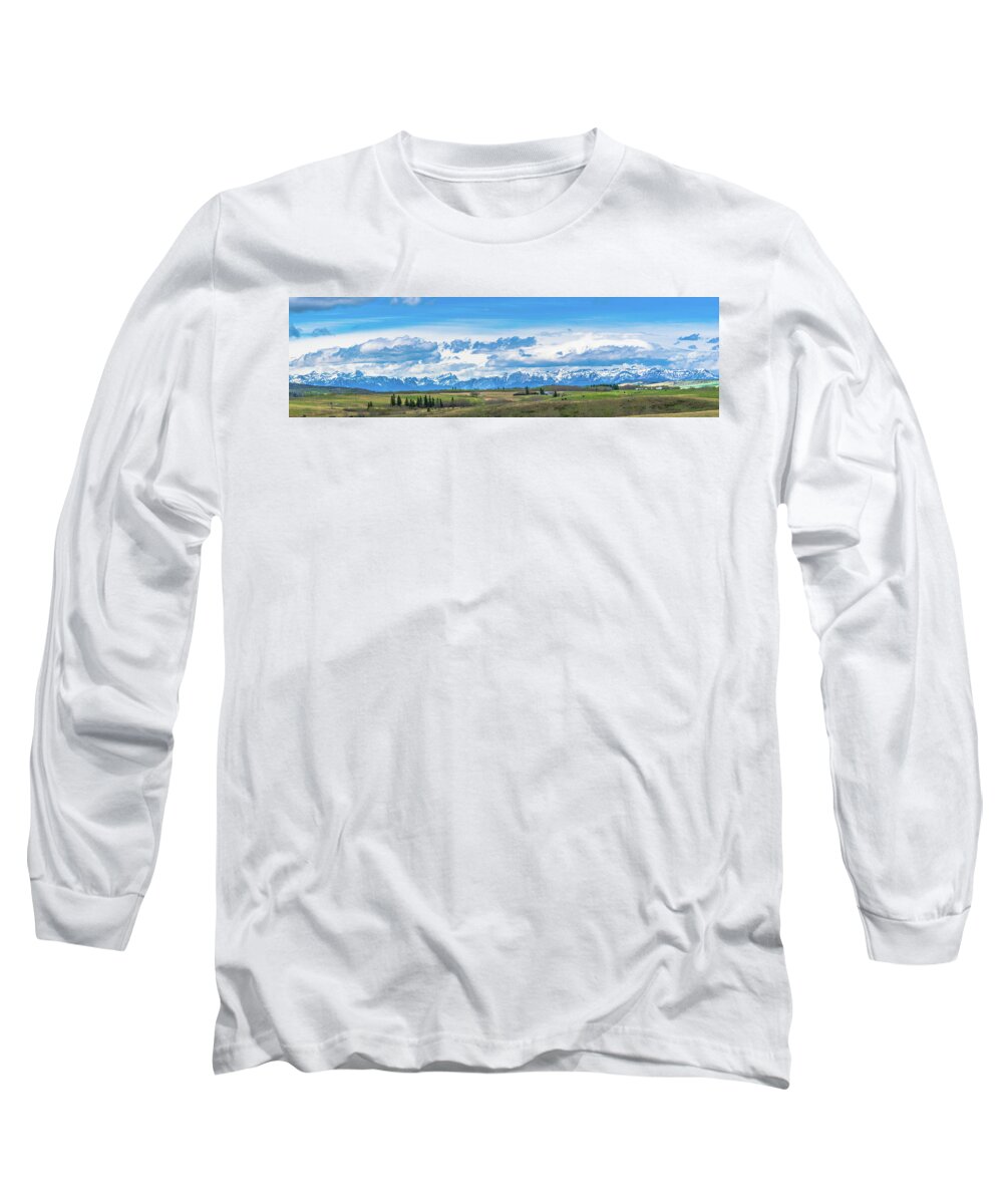 Blue Skys Long Sleeve T-Shirt featuring the photograph Rocky Mountain Panorama by David Lee