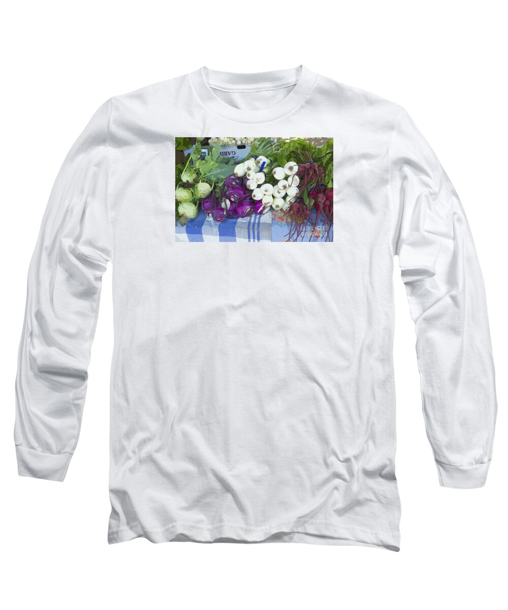 Market Long Sleeve T-Shirt featuring the painting Root Vegetables by Jeanette French