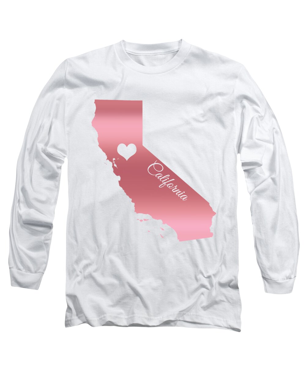 Rose Gold Long Sleeve T-Shirt featuring the digital art Rose Gold California Heart by Leah McPhail