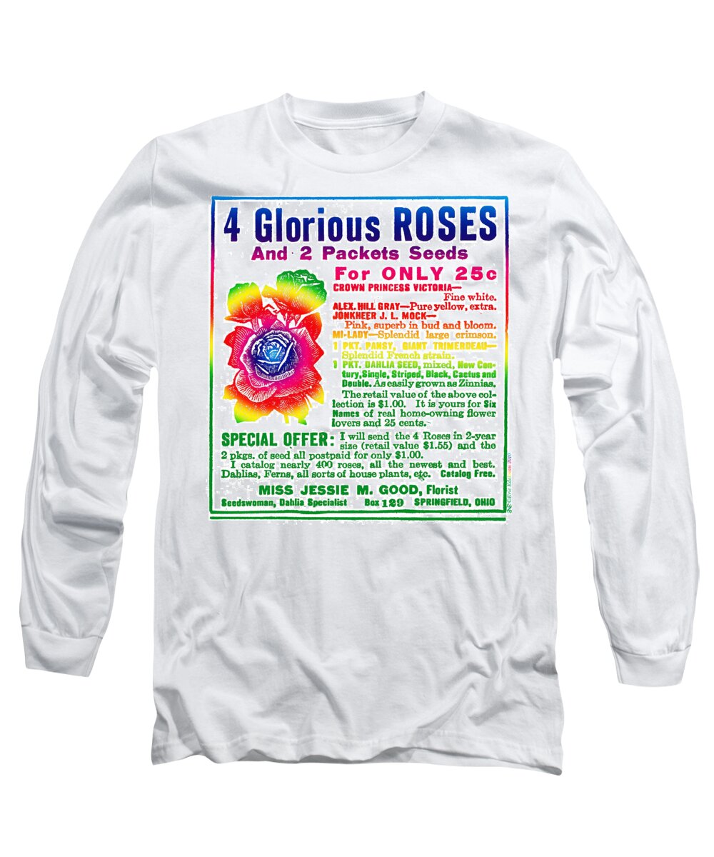 Roses Long Sleeve T-Shirt featuring the digital art Roses by Eric Edelman