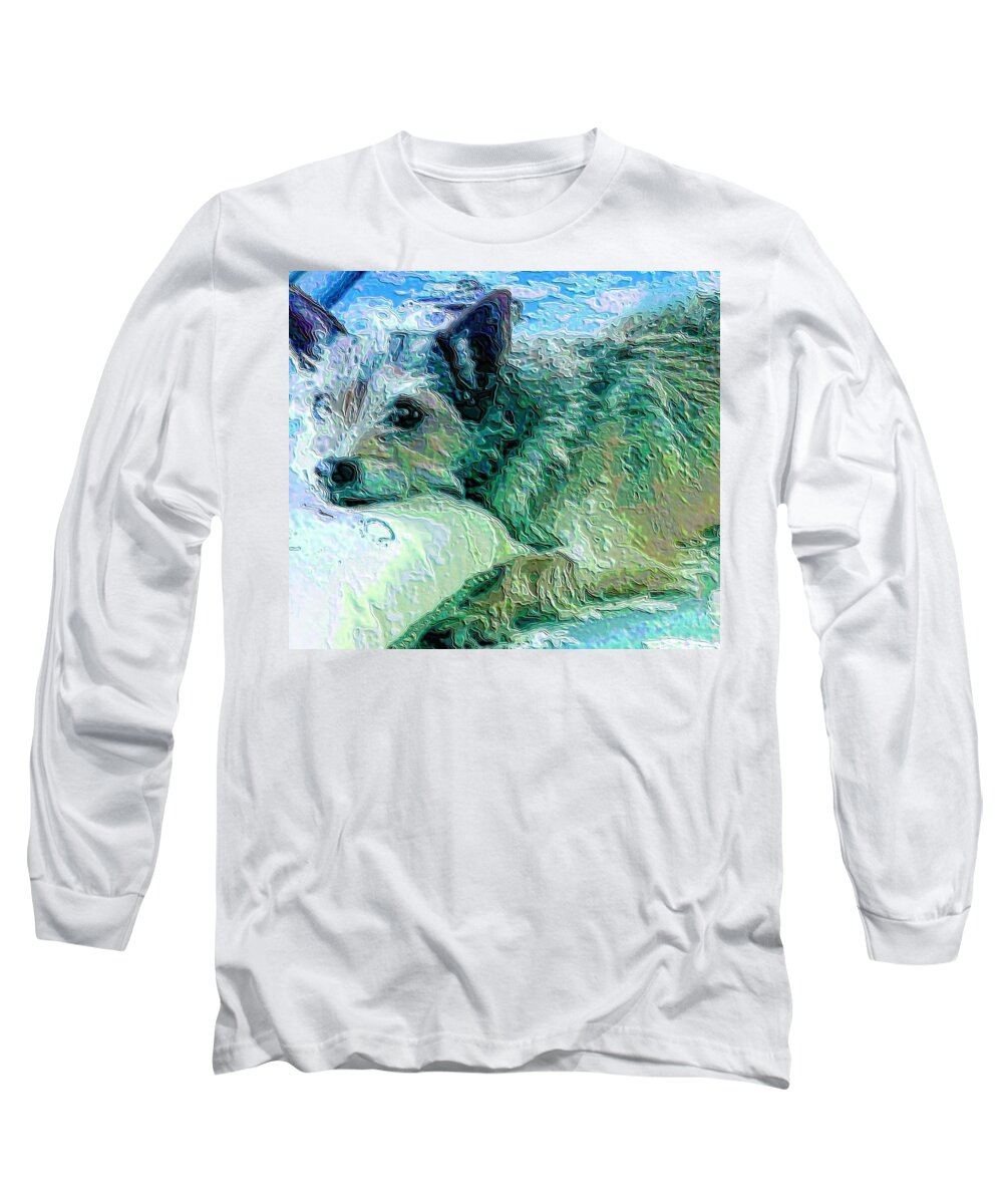 Blue Long Sleeve T-Shirt featuring the painting Roxy by Vickie G Buccini