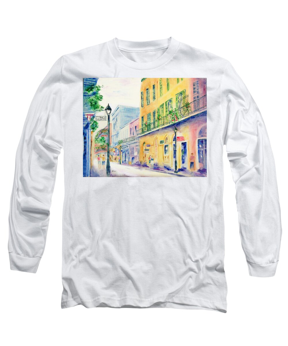 New Orleans Long Sleeve T-Shirt featuring the painting Royal Street, New Orleans by Jerry Fair