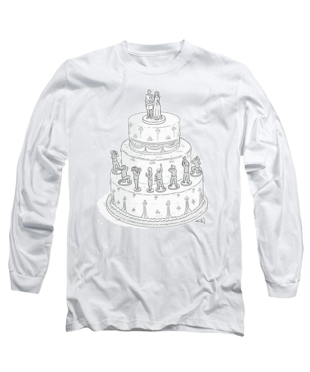 Captionless Long Sleeve T-Shirt featuring the drawing Royal Wedding Cake by Ellis Rosen