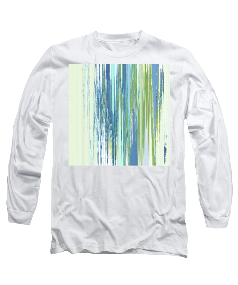 Abstract Long Sleeve T-Shirt featuring the digital art Rainy Street by Gina Harrison