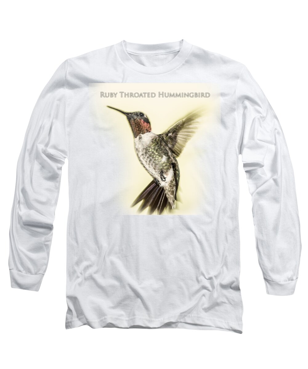 Hummingbird Long Sleeve T-Shirt featuring the digital art Ruby Throated Hummingbird by Barry Jones