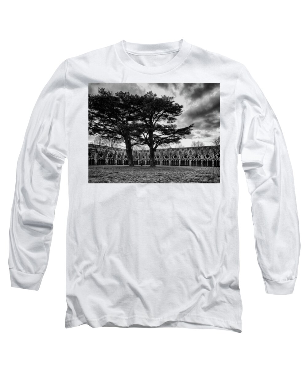 Church Long Sleeve T-Shirt featuring the photograph Salisbury Cathedral Cloisters by Shirley Mitchell