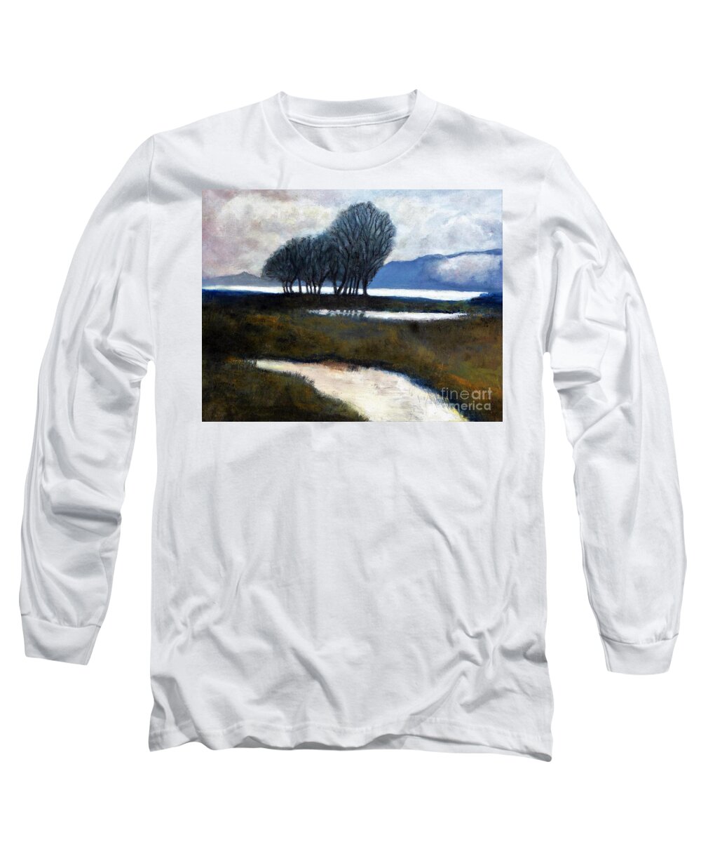 California Long Sleeve T-Shirt featuring the painting Salton Sea Trees by Randy Sprout