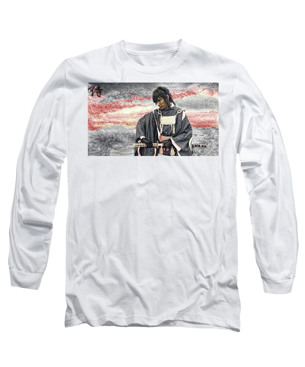 Samurai Long Sleeve T-Shirt featuring the digital art Samurai Warrior by Ian Gledhill