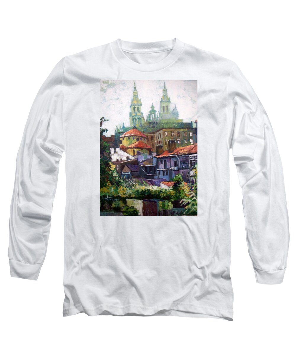 Spain Long Sleeve T-Shirt featuring the painting Santiago Spain by Paul Weerasekera