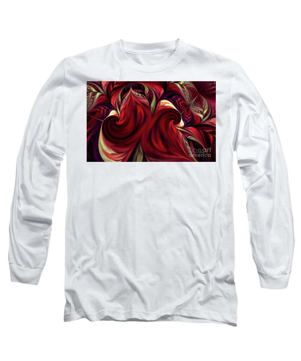 Swirl Long Sleeve T-Shirt featuring the digital art Scarlet Red by Deborah Benoit