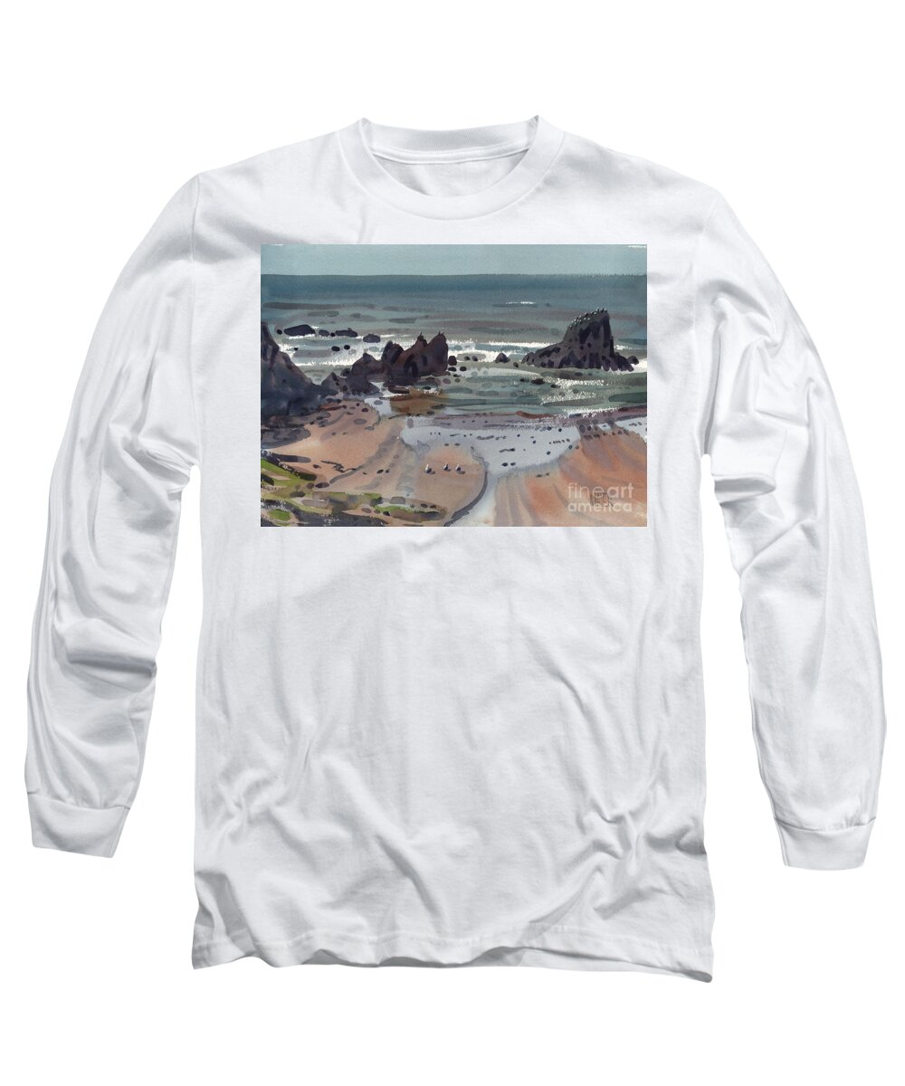 Seal Rock Long Sleeve T-Shirt featuring the painting Seal Rock Oregon by Donald Maier