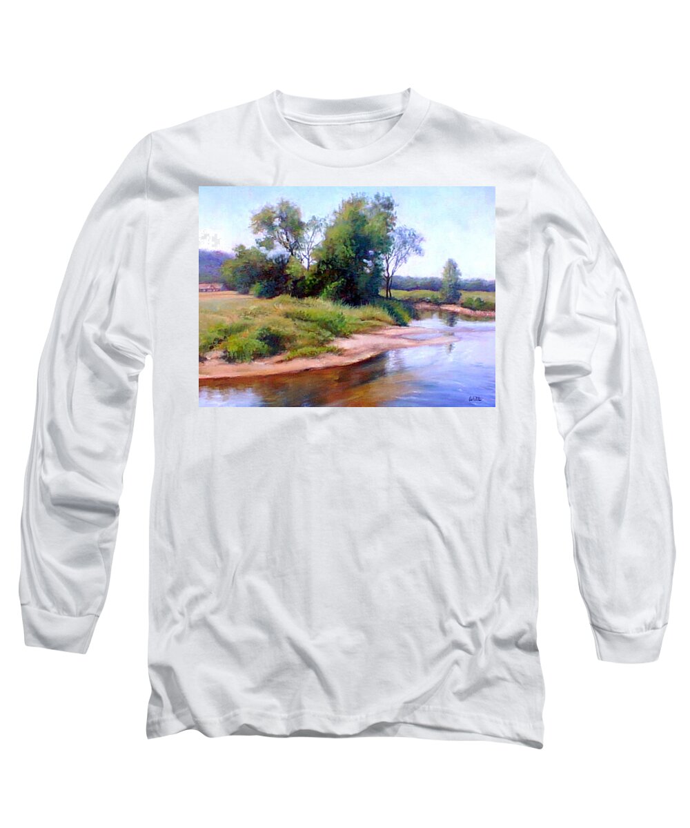River Long Sleeve T-Shirt featuring the painting Shallow River by Marie Witte