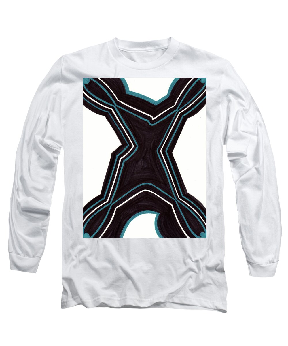 Abstract Long Sleeve T-Shirt featuring the drawing Shapely by Lara Morrison