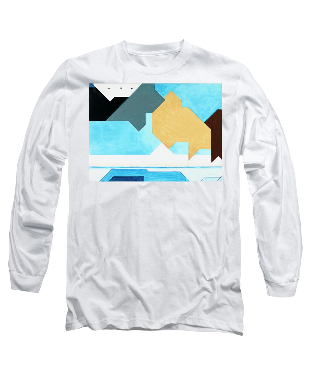 Abstract Long Sleeve T-Shirt featuring the painting Sinfonia del cielo e del mare - Part 2 by Willy Wiedmann