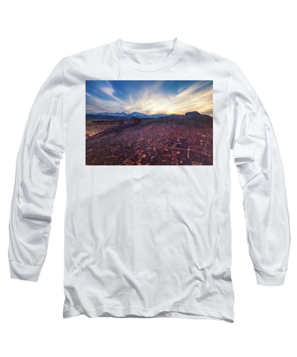 Petroglyph Long Sleeve T-Shirt featuring the photograph Sky Rock by Tassanee Angiolillo