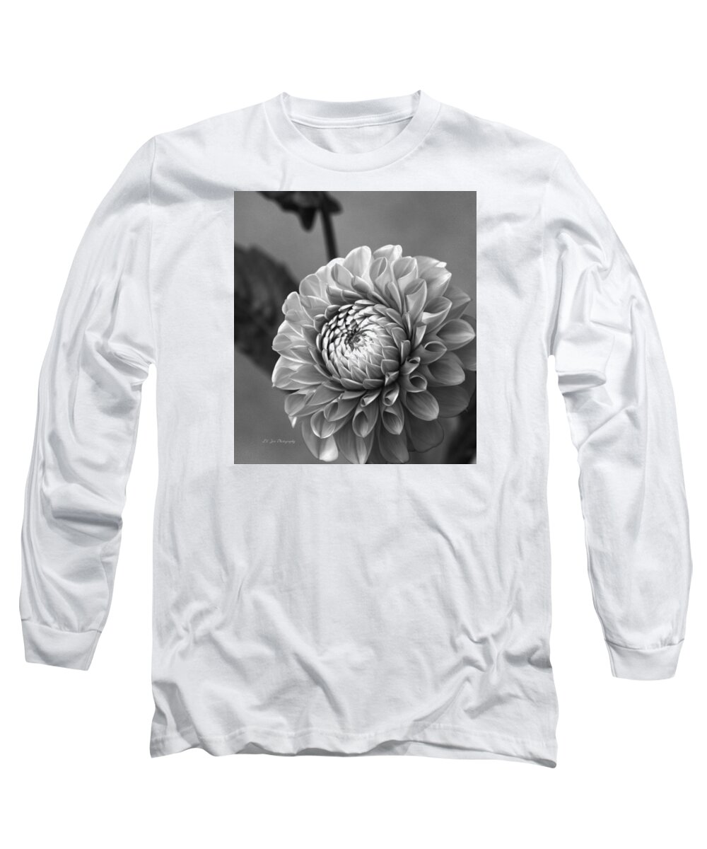 Dahlia Long Sleeve T-Shirt featuring the photograph Small Black And White Dahlia by Jeanette C Landstrom