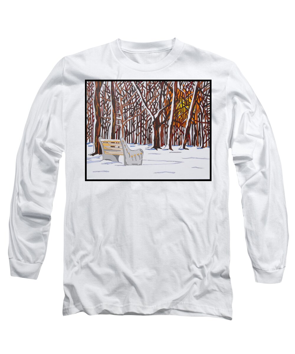 Valley Stream Long Sleeve T-Shirt featuring the painting Snow Morning Sun by Mike Stanko