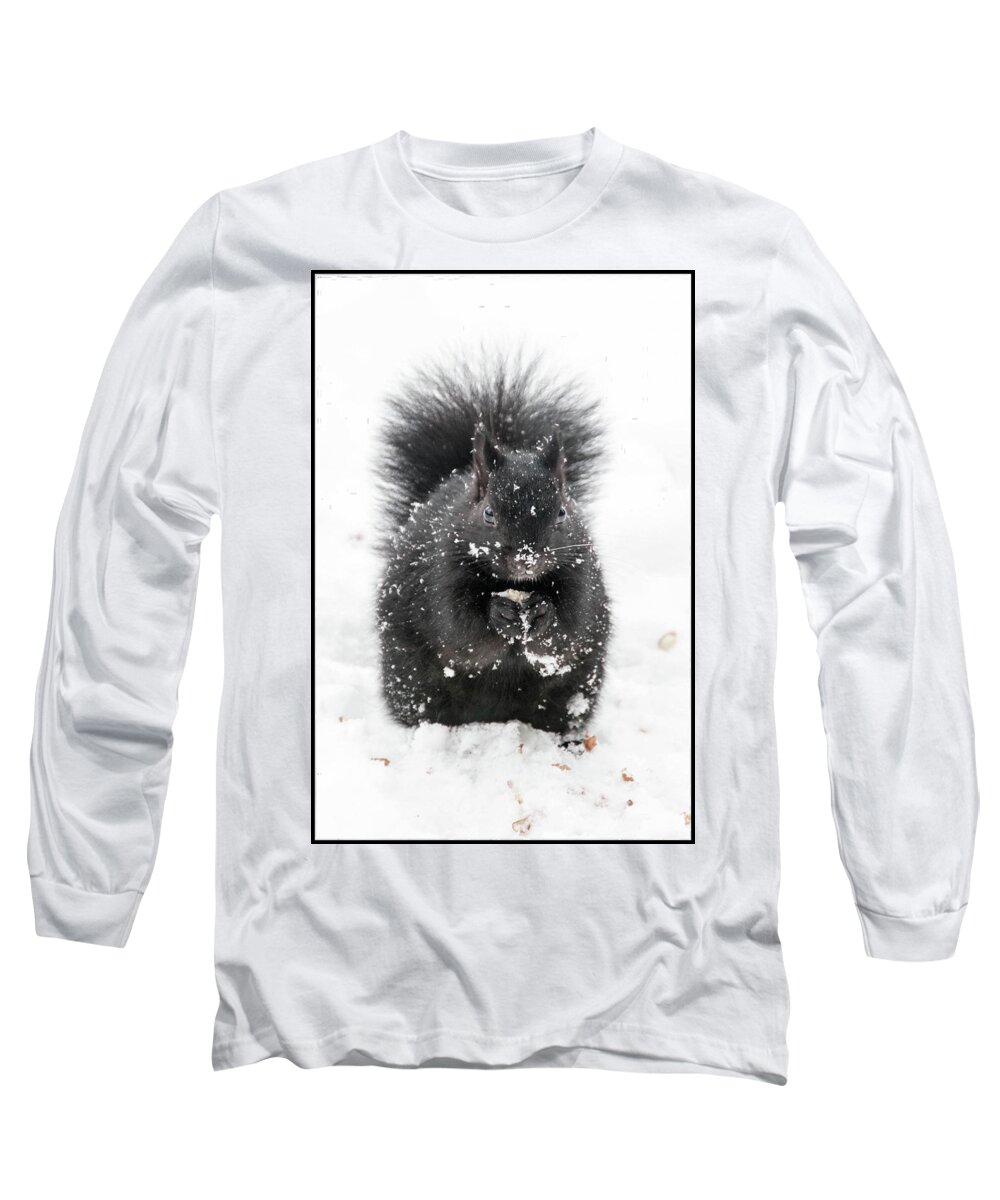 Squirrel Long Sleeve T-Shirt featuring the photograph Snow Squirrel by Geraldine Alexander