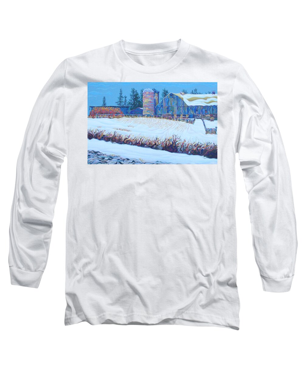 Barn Long Sleeve T-Shirt featuring the painting Solstice Supply Check by Amy Ferrari
