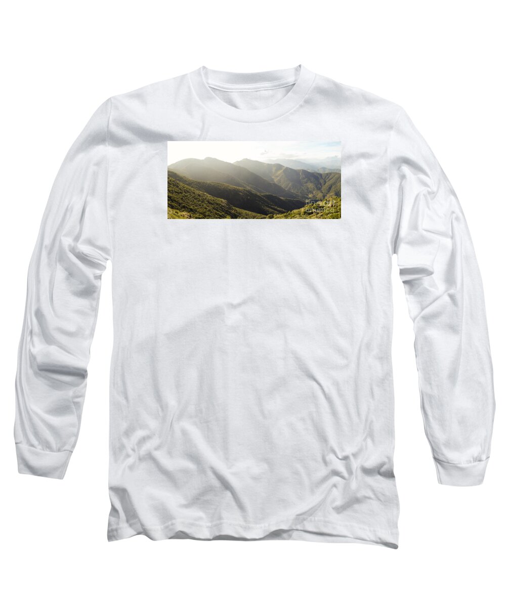 Natural Long Sleeve T-Shirt featuring the photograph spanish mountain range, Malaga, Andalusia, by Perry Van Munster