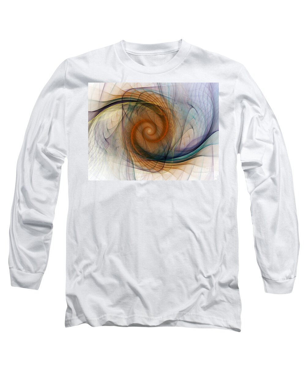 Abstract Long Sleeve T-Shirt featuring the digital art Spirograph Spiral by Karin Kuhlmann
