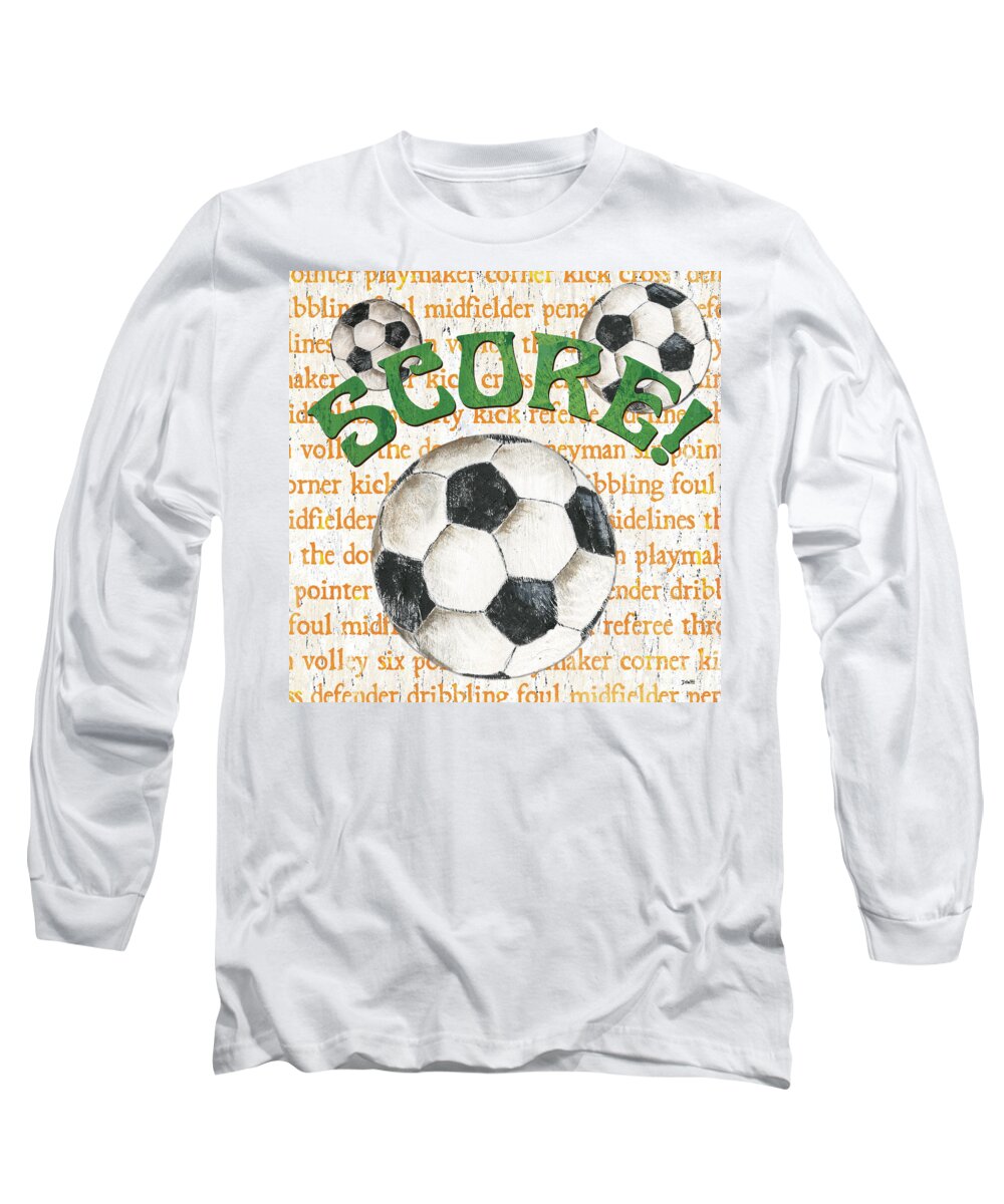 Soccer Long Sleeve T-Shirt featuring the painting Sports Fan Soccer by Debbie DeWitt