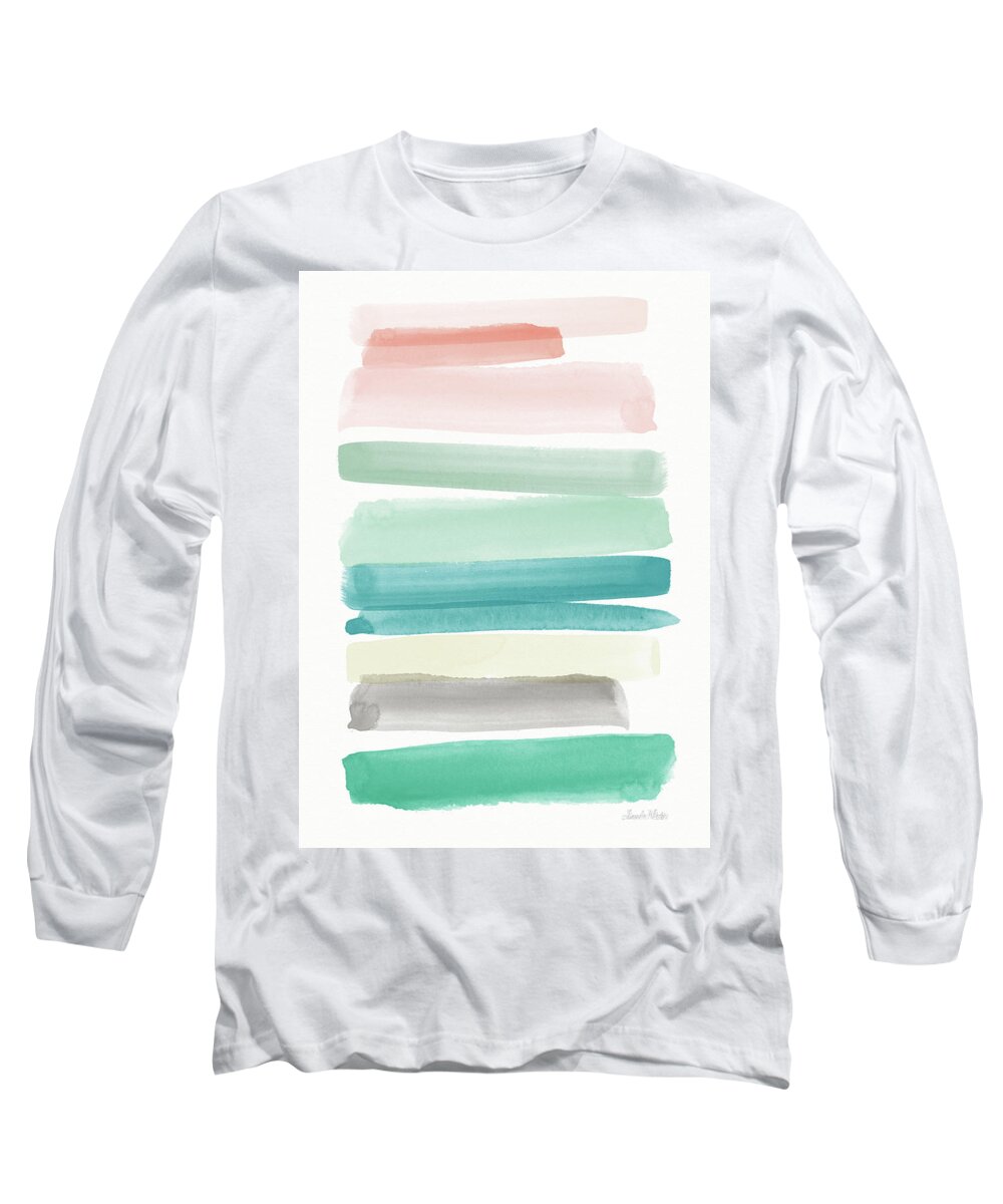 Abstract Long Sleeve T-Shirt featuring the painting Spring Sky- Art by Linda Woods by Linda Woods