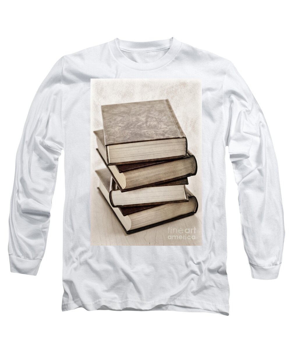 Books Long Sleeve T-Shirt featuring the photograph Stack of books by Elena Elisseeva