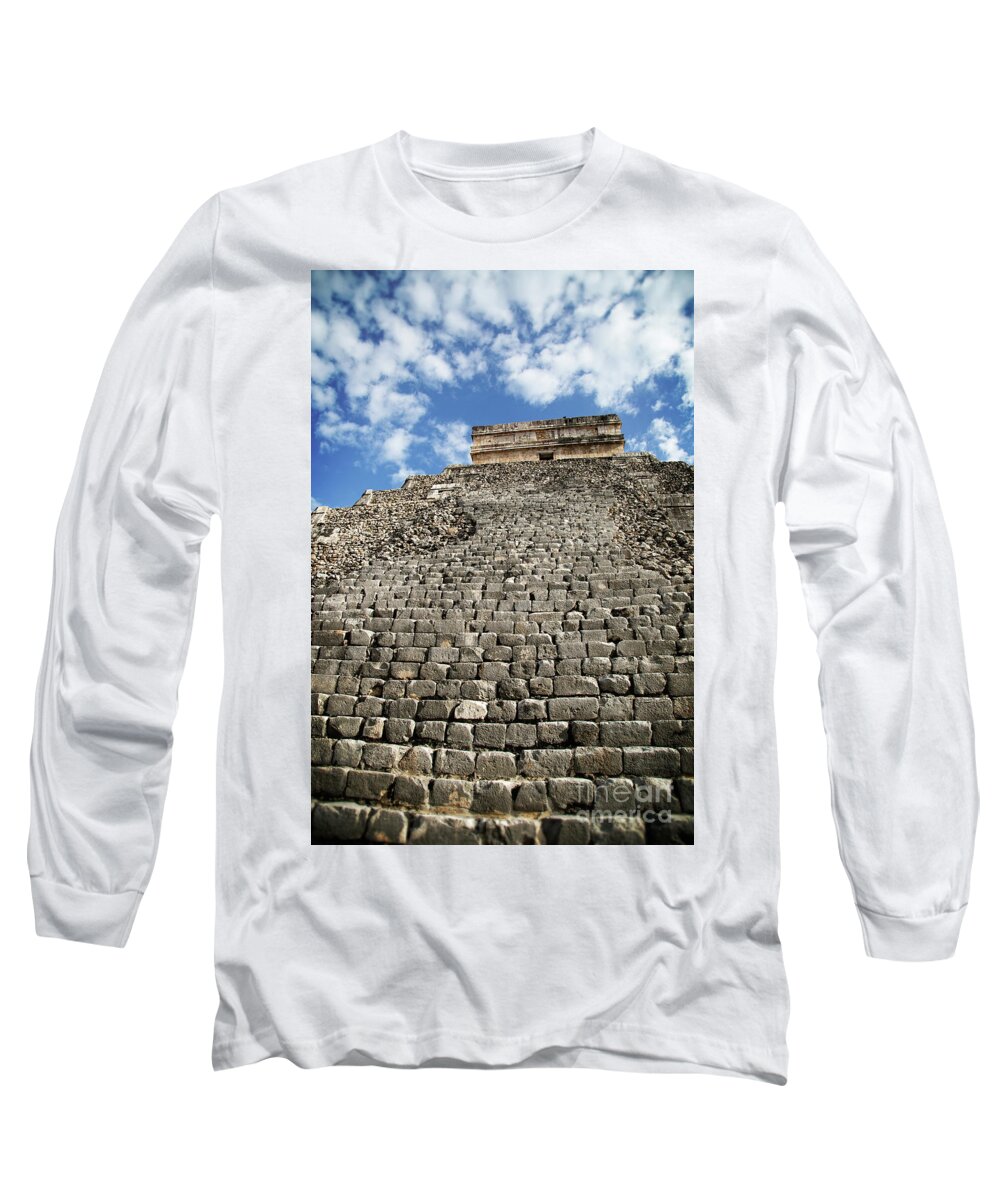 Chichen Itza Long Sleeve T-Shirt featuring the photograph Stairway to Heaven by Kathy Strauss
