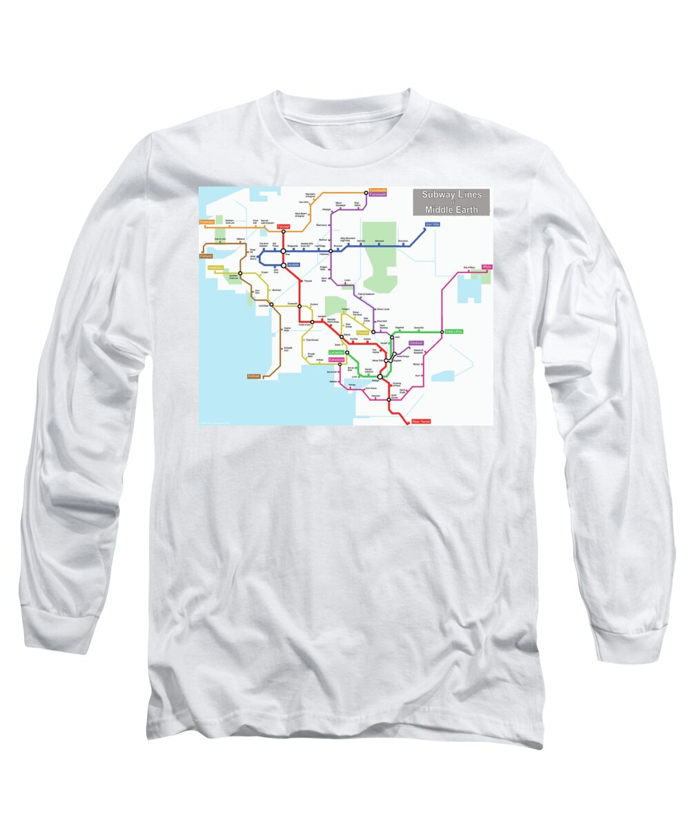 Middle Earth Long Sleeve T-Shirt featuring the photograph Subway Lines of Middle Earth by C H Apperson