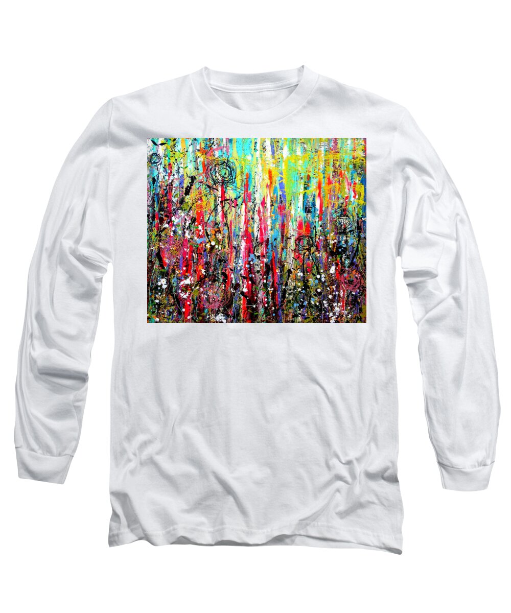 Sugar Long Sleeve T-Shirt featuring the painting Sugar Rush by Angie Wright