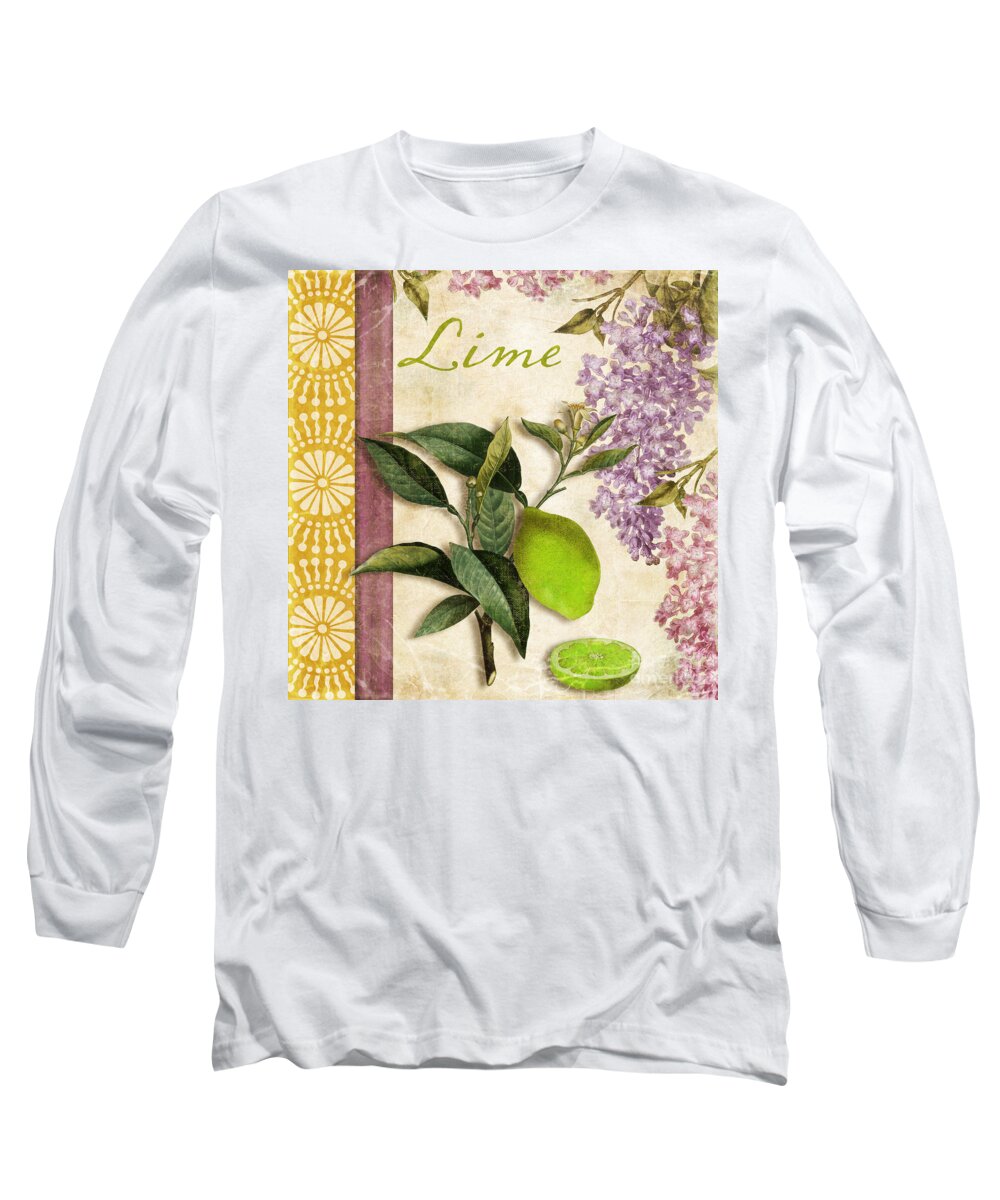 Citrus Long Sleeve T-Shirt featuring the painting Summer Citrus Lime by Mindy Sommers