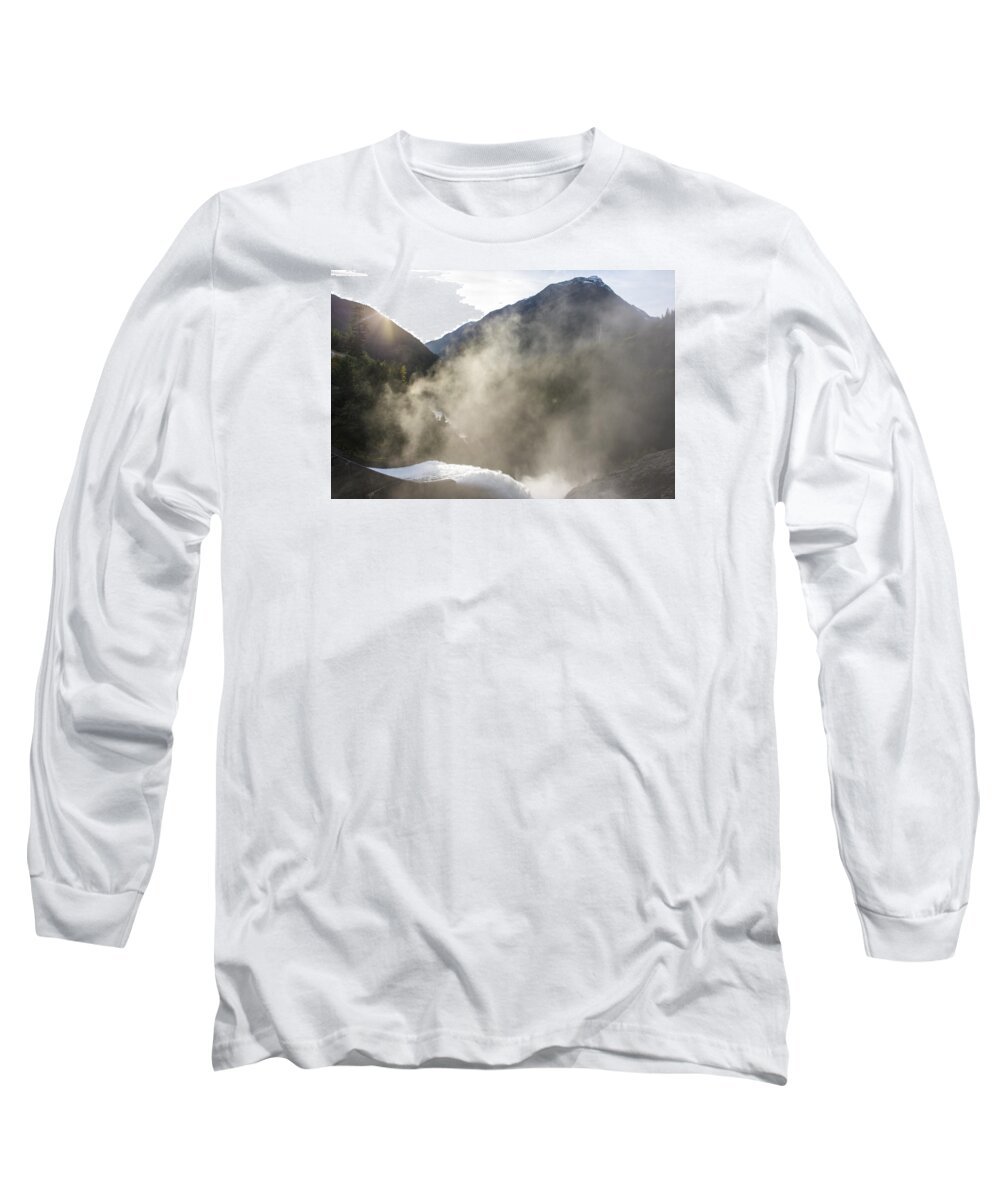 Dam Long Sleeve T-Shirt featuring the photograph Sun Shining Through the Mist by Matt McDonald