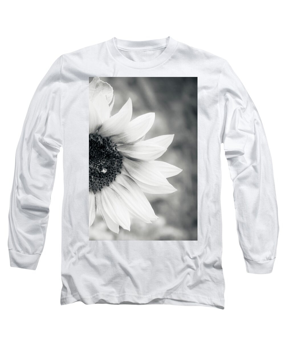Flower Long Sleeve T-Shirt featuring the photograph Sunflower Black and White by Cesar Vieira