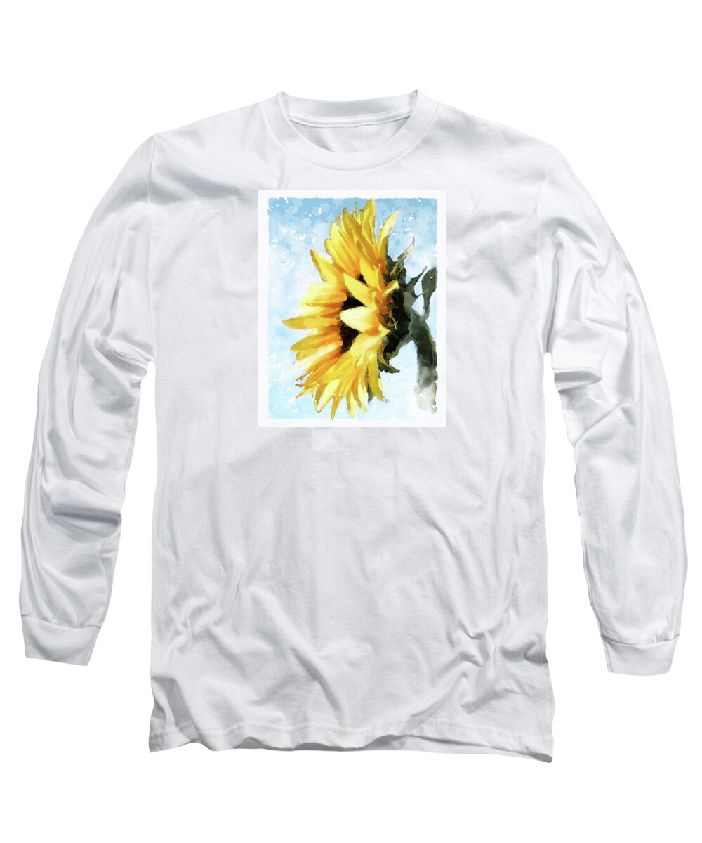 Sunflower Long Sleeve T-Shirt featuring the digital art Sunflower by Brenda Leedy