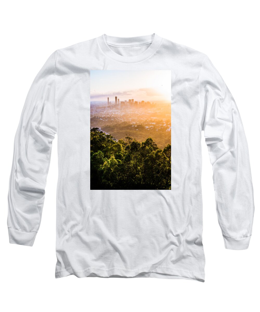 Brisbane Long Sleeve T-Shirt featuring the photograph Sunrise Over Brisbane by Parker Cunningham