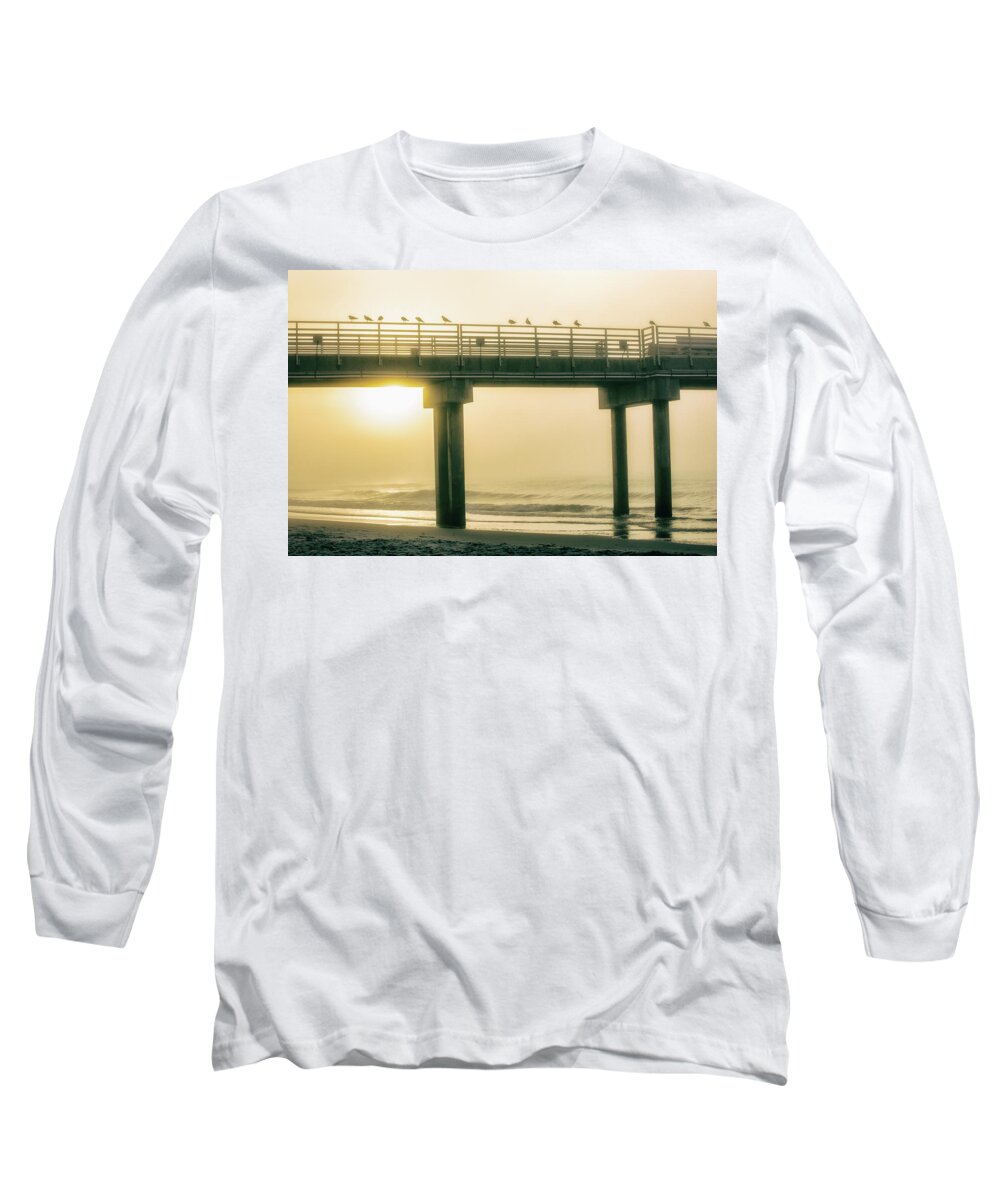 Beach Long Sleeve T-Shirt featuring the photograph Sunrise Pier in Alabama by John McGraw