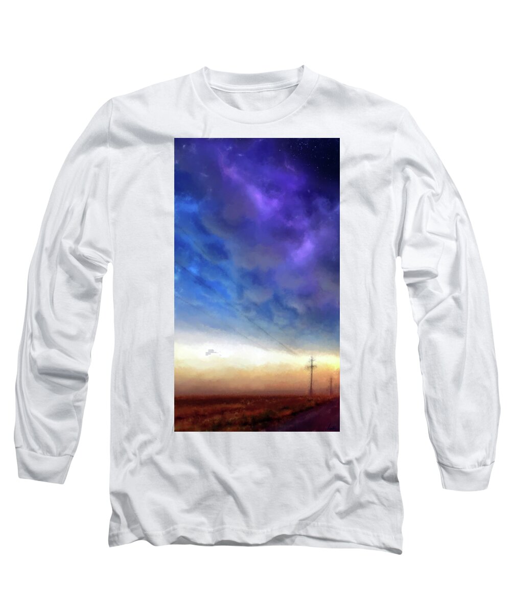Sun Setting Long Sleeve T-Shirt featuring the painting Sunset by Armin Sabanovic