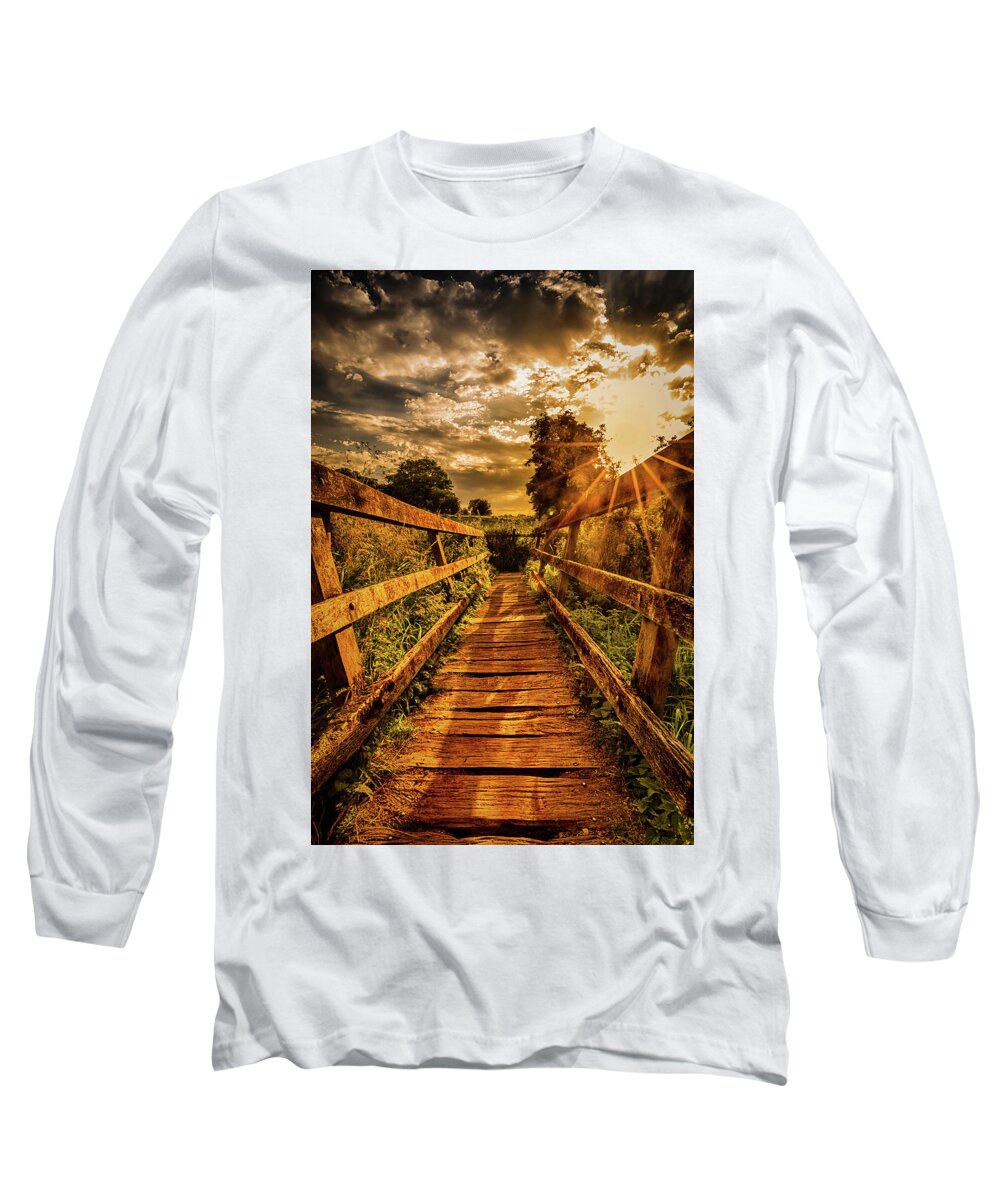 Landscape Long Sleeve T-Shirt featuring the photograph Sunset Bridge by Nick Bywater