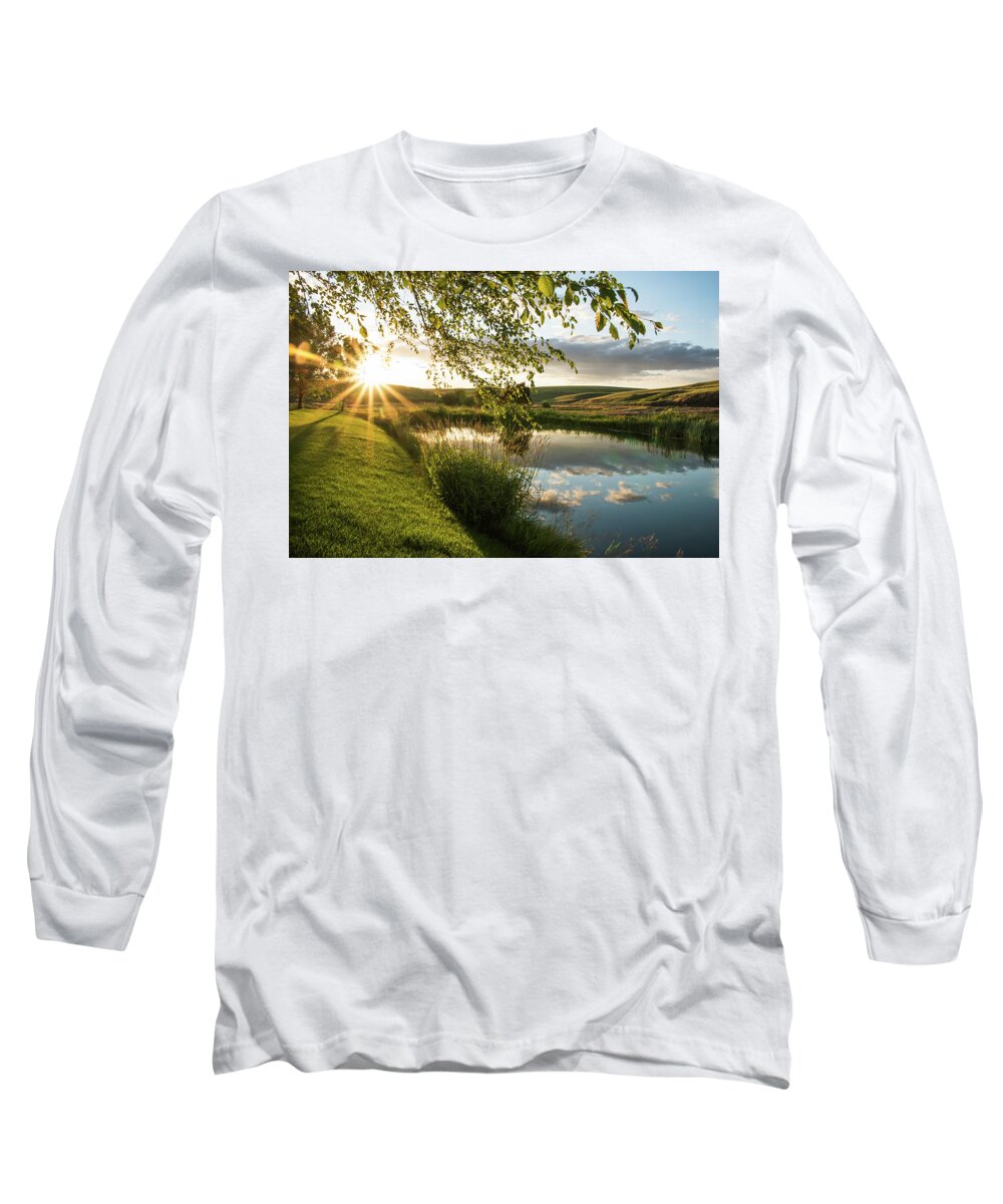 Palouse Long Sleeve T-Shirt featuring the photograph Sunset at Eriksen Farm in The Palouse by Roberta Kayne