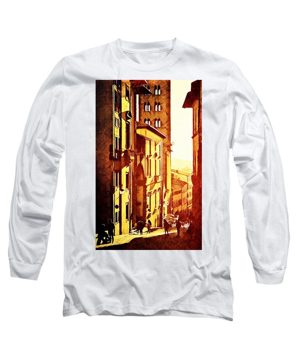 Sunset Long Sleeve T-Shirt featuring the digital art Sunset in Arezzo by Andrea Barbieri