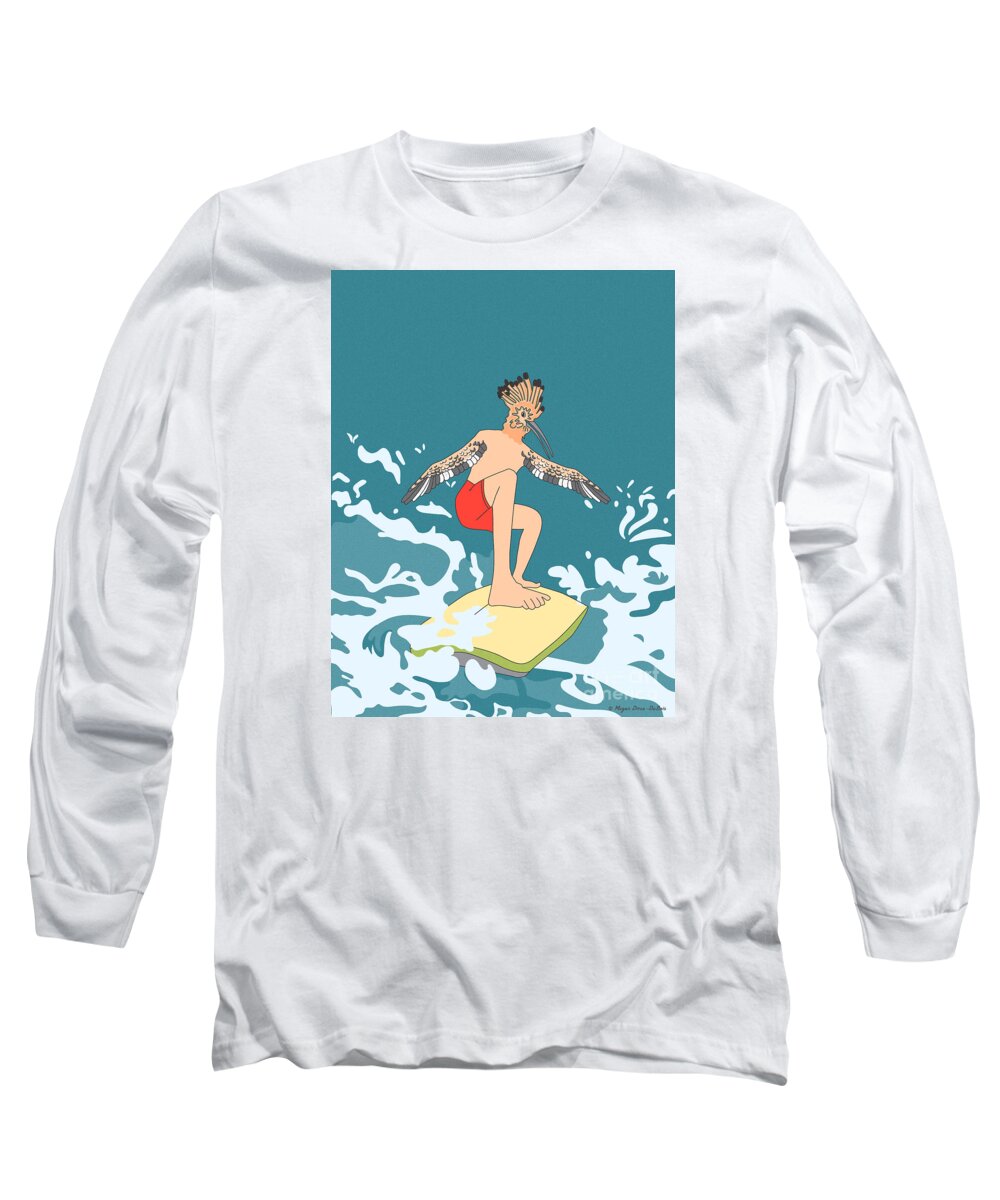 Bird Art Long Sleeve T-Shirt featuring the digital art SurferBird by Megan Dirsa-DuBois