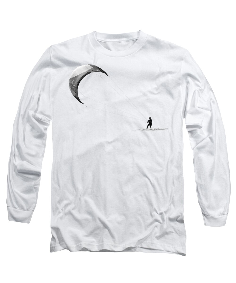 T-shirt Long Sleeve T-Shirt featuring the photograph Surreal Surfing Mono on Transparent background by Terri Waters