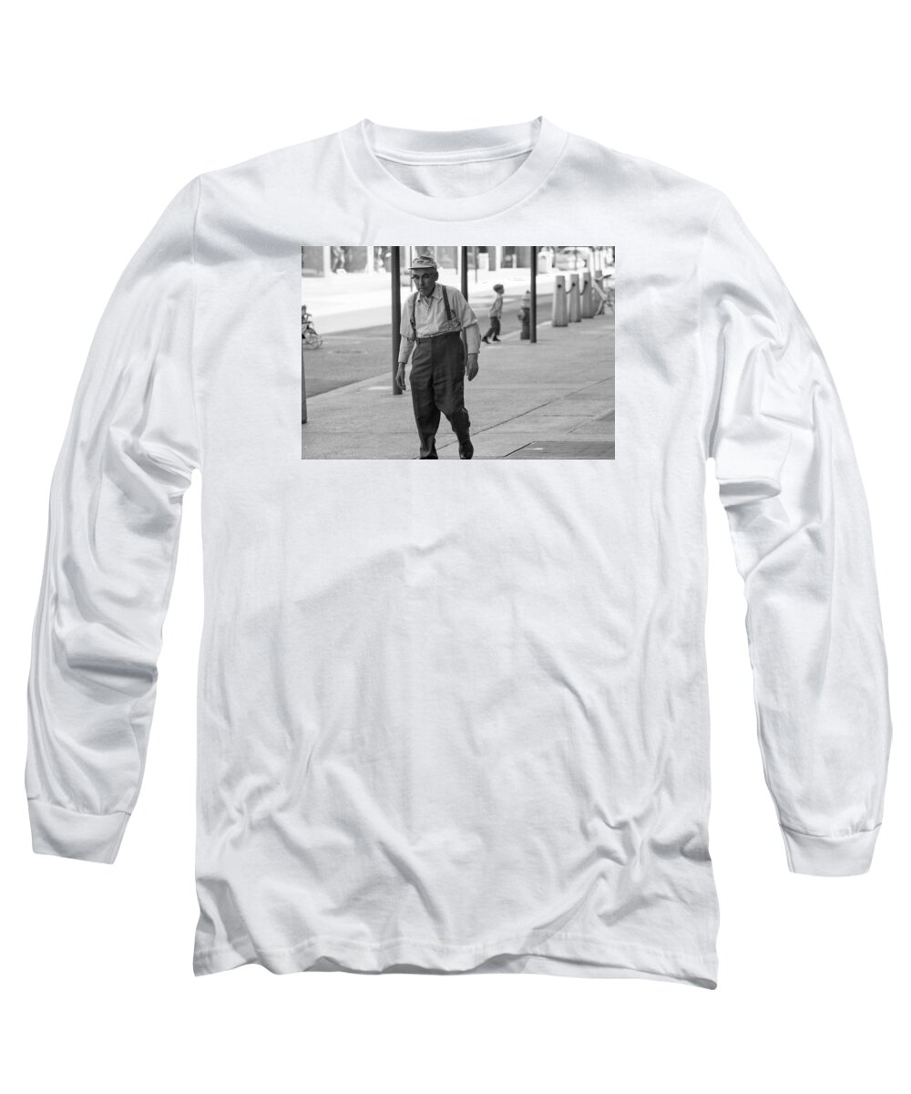 Actions Long Sleeve T-Shirt featuring the photograph Suspenders by Mike Evangelist