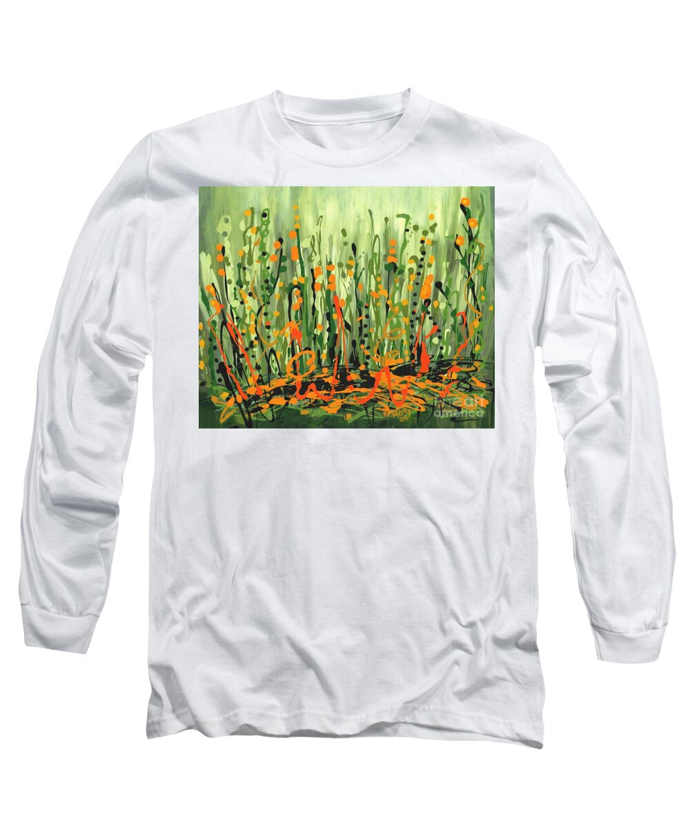 Peas Long Sleeve T-Shirt featuring the painting Sweet Jammin' Peas by Holly Carmichael