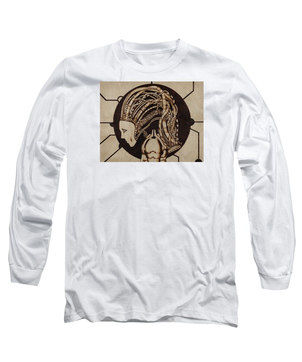 Pyrography Long Sleeve T-Shirt featuring the pyrography Synth by Jeff DOttavio