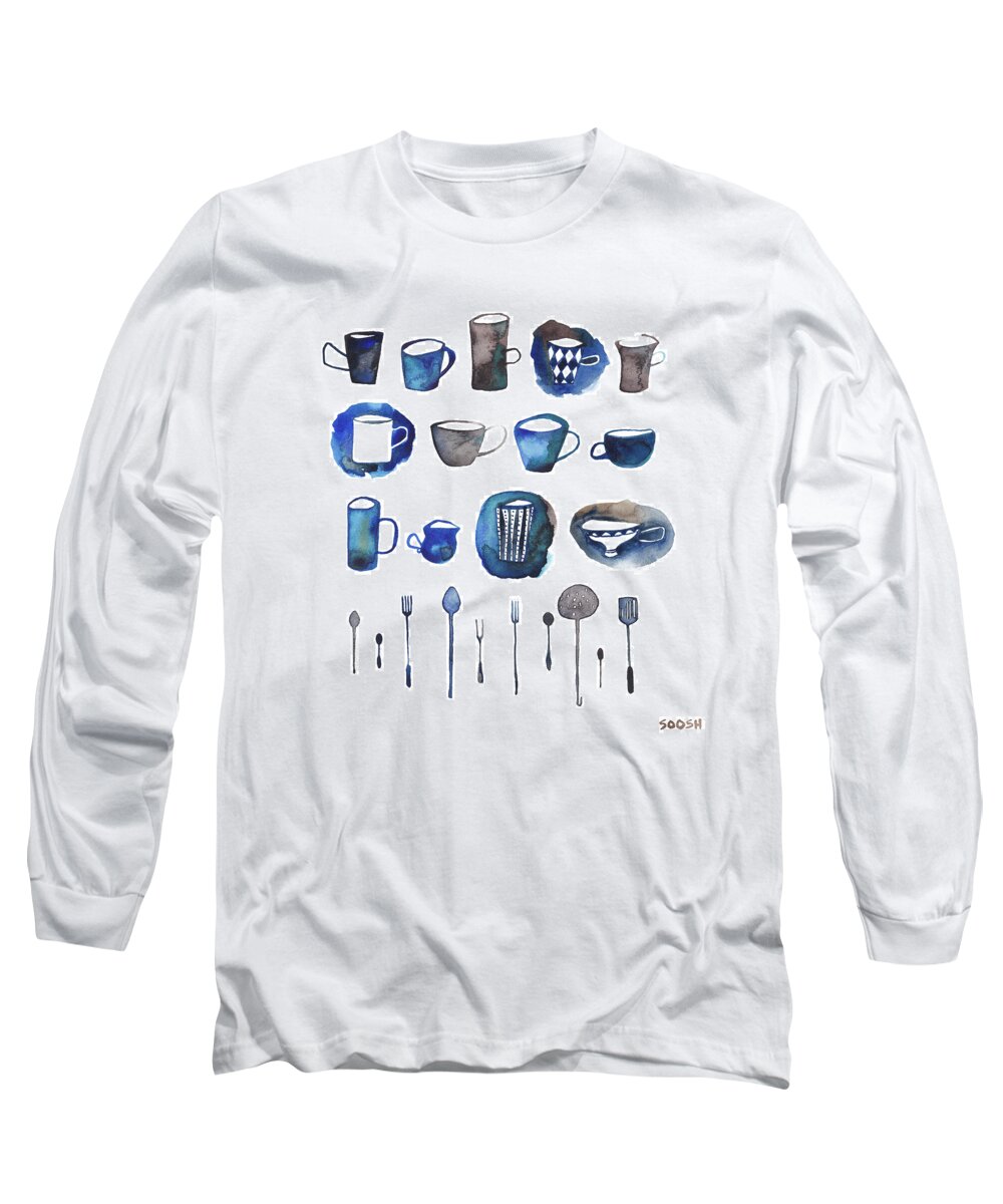 Table Long Sleeve T-Shirt featuring the painting Tablewear by Soosh