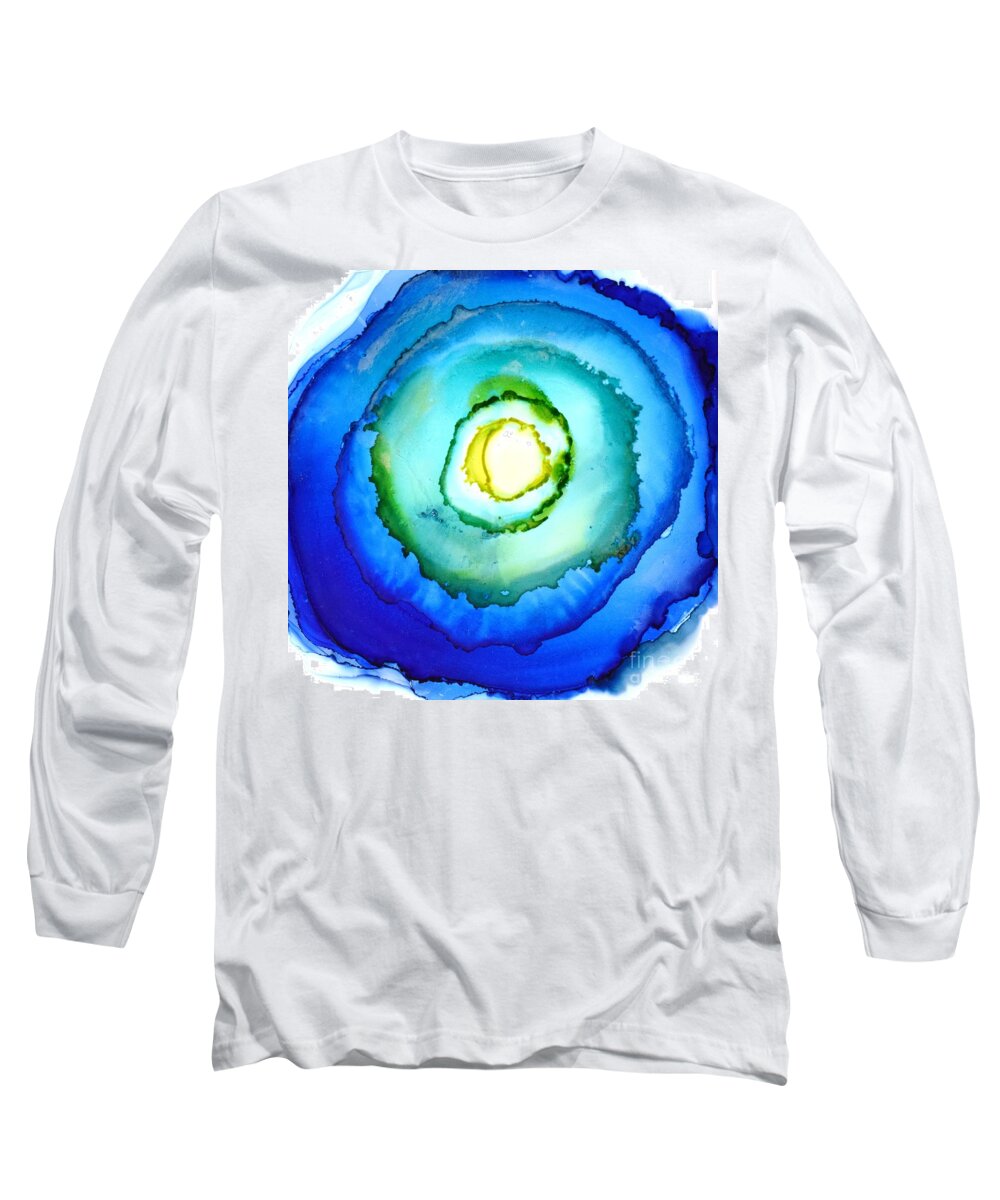 Blue Long Sleeve T-Shirt featuring the painting Target Practice Blue by Marla Beyer
